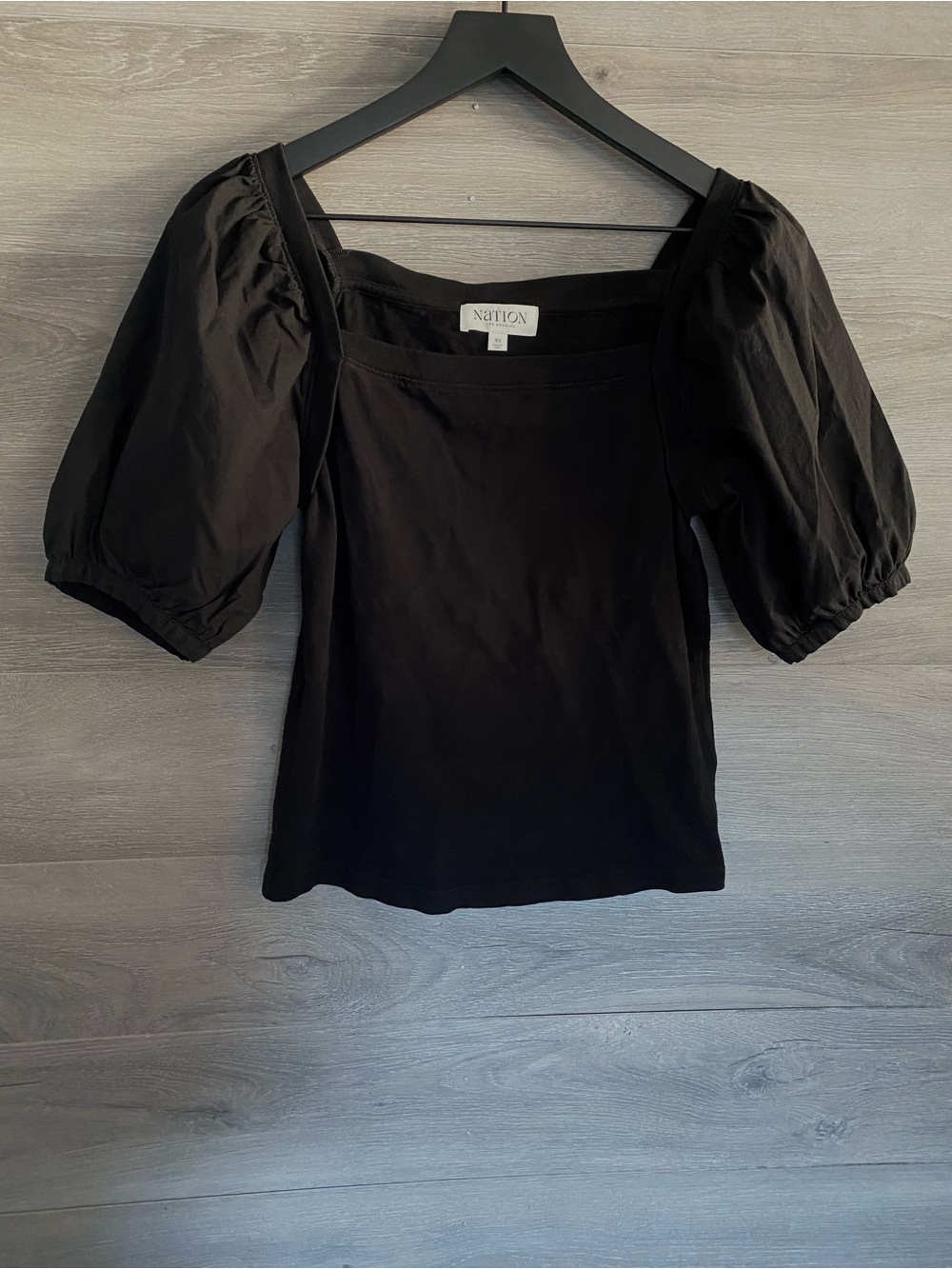 Nation LA Naya Puff Sleeve Square Neck Cotton Blouse